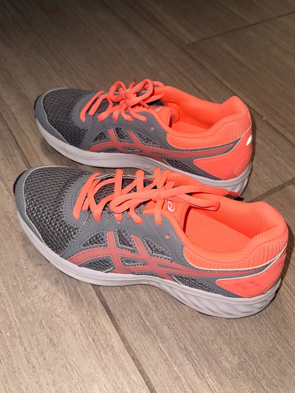 Asics Gray and Coral Pink Women's Athletic Running Shoes
